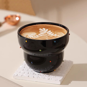Wholesale Aesthetic Polka Dot <b>Ceramic</b> Mug Gourd Shaped Coffee <b>Cup</b> for Latte - Product Image 1
