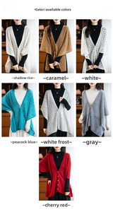 Automne Hiver 100% Pure Laine Châle Écharpe Col Haut <span class=keywords><strong>Tricot</strong></span> Cowl Manteau avec Motif Imprimé Polyvalent Chaud Épaule Accessoire - Product Image 3