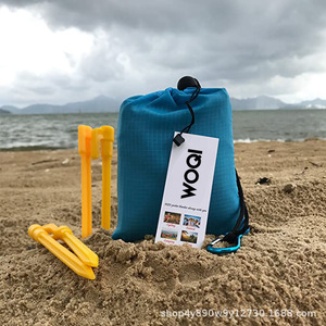 ผ้าห่มกลางแจ้ง WOQI ขนาด 71x55 นิ้ว รูปทรงสี่เหลี่ยมผืนผ้า ทำจากไนลอน กันทราย ใช้ปูปูนสำหรับตั้งแคมป์ ชายหาด เดินป่า ท่องเที่ยว สีฟ้าพีค็อก - Product Image 2