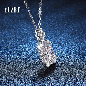 Collier pendentif de mariage en argent 925 <span class=keywords><strong>Original</strong></span>, taille émeraude passée, 1 Carat de couleur D, Moissanite, bijoux en pierres précieuses pour femmes - Product Image 2