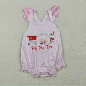 Conjunto de ropa corta con volantes y túnica con rayas rosas para niñas hermanas, modelo Best Day Ever - Product Image 3