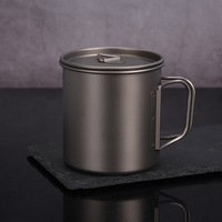 Mug Kopi Titanium Murni Cangkir Berinsulasi Dinding Ganda Pegangan Lipat Ringan Tahan Panas untuk Perjalanan Berkemah