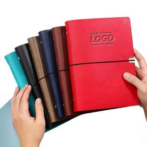 Cuaderno de Cuero Retro A5 Personalizado, Diario de Viaje Grueso con Correa Elástica para Oficina, Regalos y Promociones - Product Image 1