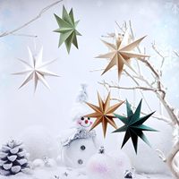 Vente en gros de lanternes en papier de 30cm décoration de fête de Noël étoiles suspendues en papier faites à la main ornement étoile en papier pour la décoration de la maison