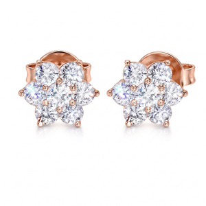 Flower <b>Moissanite</b> Stud <b>Earrings</b> 925 Silver Round Cut Cluster <b>Earrings</b> Floral Fine Jewelry for Women Wholesale Manufacturer - Product Image 3