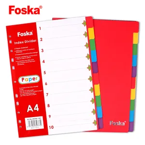 Foska de Bonne qualité fournisseur de bureau papeterie Assortis Couleur Papier Robinet Diviseur de fichier d'index pour étudiant