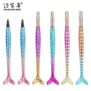 Stylo à bille de sirène en plastique plaqué UV coloré, cadeau multifonctionnel, mignon, créatif en forme de poisson - Product Image 1