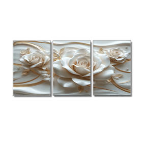 中国黄金供应商办公室装饰框架悬挂白花花卉水晶瓷画或不干胶艺术画 - Product Image 6