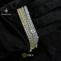Collar de Tenis Unisex con Certificación GRA, Chapado en Plata S925, Moissanita, Corte Brillante, Duradero, Logotipo Personalizable, Minimalista