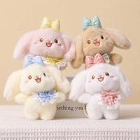 En gros, Mini porte-clés lapin en peluche à longues oreilles avec tablier à carreaux et robe en dentelle, Mascotte en peluche personnalisée pour cadeau