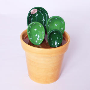 Cucchiai dosatori in porcellana da 4 pezzi con Base Set di cucchiai dosatori in ceramica Cactus strumento da <span class=keywords><strong>cucina</strong></span> carino - Product Image 4
