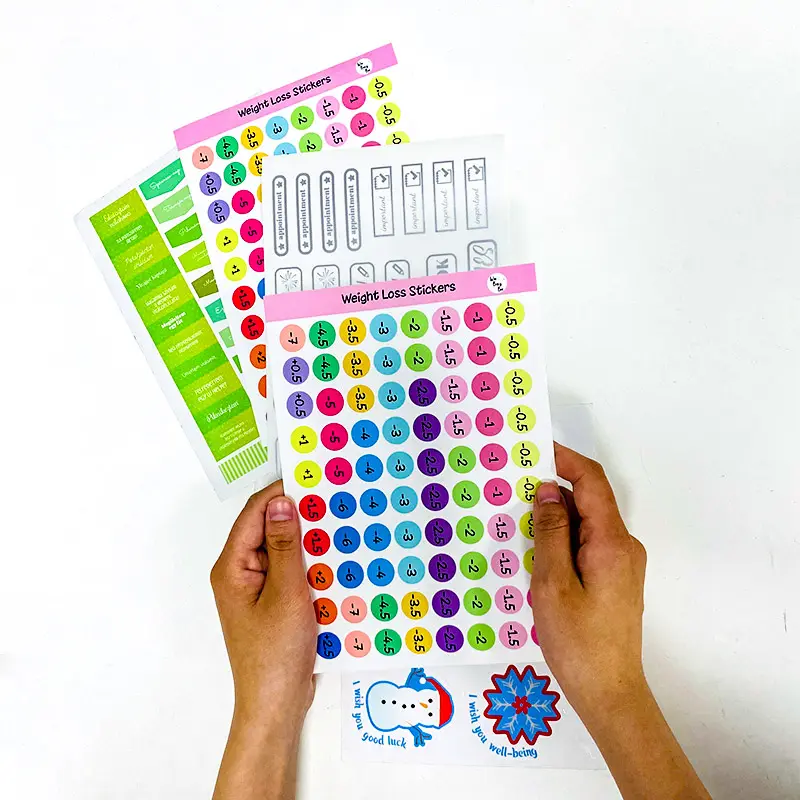 Custom A4 A5 A6 Adhesive Paper Planner Stickers Kiss Cut Sticker Sheet Printing for Kids