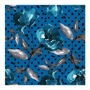 Polyester 50 doux stretch satin mousseline de soie point personnalisé avec fleurs impression numérique pour les femmes robe de soirée tissu