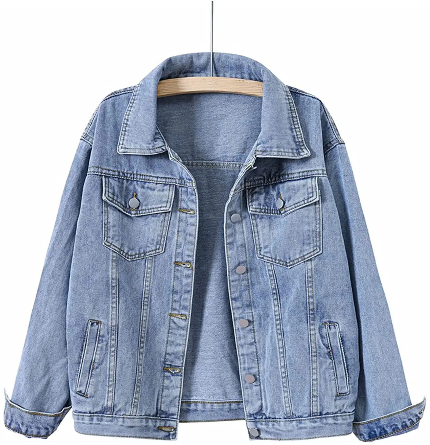 Wholesale classic denim jacket women's basic jacket long sleeve 4 colors short denim jacket women