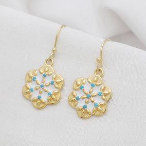 ต่างหูชุบทองสีเทอร์ควอยซ์แท้แฟชั่นมาใหม่ฤดูร้อน - Product Image 2