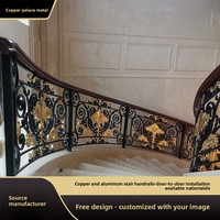Rampe d'escalier courbée en laiton de style européen pour villa, garde-corps rotatif d'intérieur en alliage d'aluminium de luxe léger