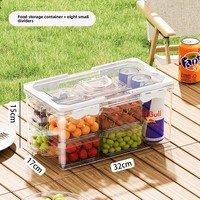 Boîte de rangement alimentaire rectangulaire portable en plastique double couche de style japonais, ensemble de thé pour céréales, boîte à lunch pour réfrigérateur, utilisation en extérieur