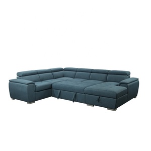 Sofá Cama en Forma de L Extensible y Reclinable Verde Moderno con Almacenamiento para Uso Escolar y Hotelero - Product Image 2