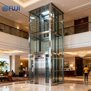 <span class=keywords><strong>Ascensor</strong></span> Comercial Moderno de Cristal Fuji MR/MRL de 2 a 6 Pisos con Vista Panorámica, Máquina de Tracción sin Engranajes, PVC Seguro para Pasajeros - Product Image 1
