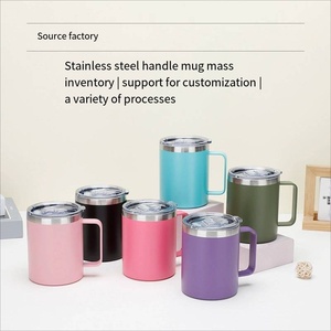 Ly giữ nhiệt văn phòng bằng thép không gỉ 304, 12oz, giữ lạnh, có nắp và quai cầm, bình giữ nhiệt chân không - Product Image 3