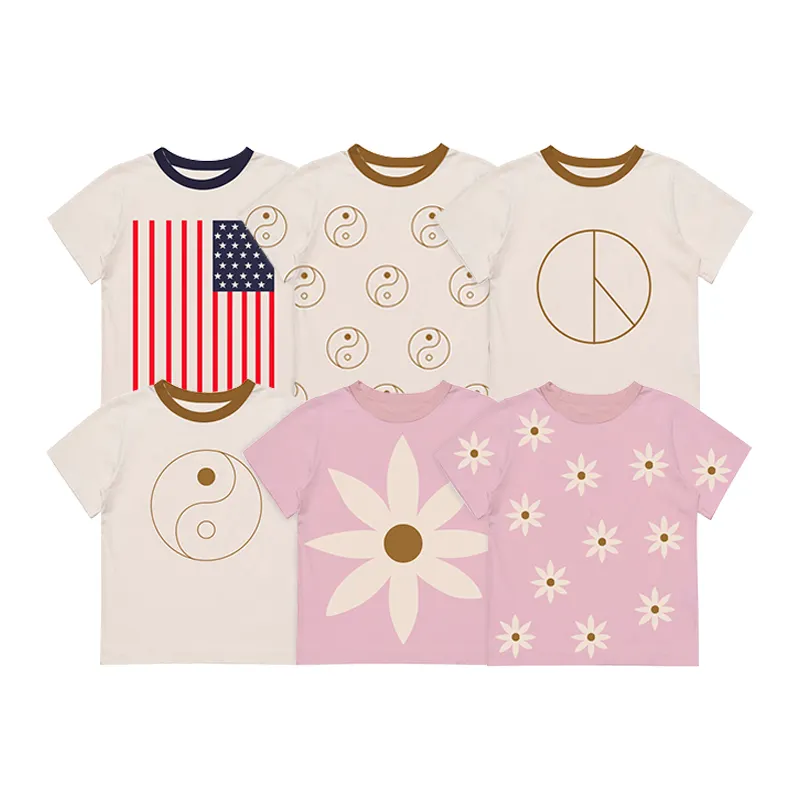 custom design custom pattern new arrival baby outfit popular pattern print short sleeve baby shirts