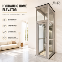 Ascenseur de villa VVVF, ascenseur domestique automatique sans engrenages, cabine en verre, alliage d'aluminium, manuel, pour toit, 2 à 4 étages, 400 kg, certifié CE