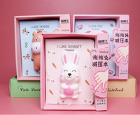 Carnet en cuir PU personnalisé pour enfants, carnet anti-stress avec animaux moelleux et résistants, couverture de carnet en cuir PU imperméable
