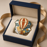 Broche personnalisée en émail Montgolfière, Compas, Carte, Valise de voyage pour costume, cadeau