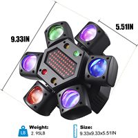 Mini Luz LED RGBW de 80W con 6 Brazos, Efecto Estroboscópico Láser, Cabeza Móvil, DMX512, Activación por Sonido, IP33, AC90-240V, para Discotecas, Fiestas, Clubes y Bares