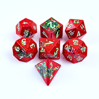 Set Dadu DND Resin Cetak Santa Natal Kustom Pabrik, 7 Buah Dadu Polihedral Tepi Tajam, Aksesoris RPG Meja Permainan