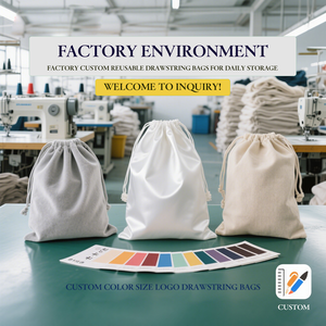 Sachets Cadeaux de Noël à Cordon Personnalisés Brodés en Toile, Pochettes Anti-Poussière Écologiques en Coton, Petites Sacoches en Coton Lin Toile - Product Image 6