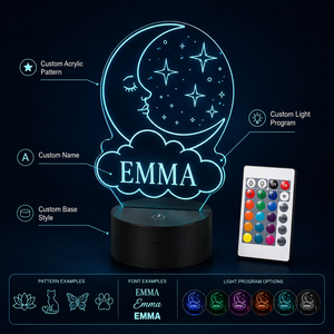 ฐานไฟ LED RGB อะคริลิค ABS สำหรับตกแต่ง 16 สี ไฟกลางคืน 3 มิติ สำหรับ OEM พร้อมรีโมทคอนโทรลและสาย USB - Product Image 3