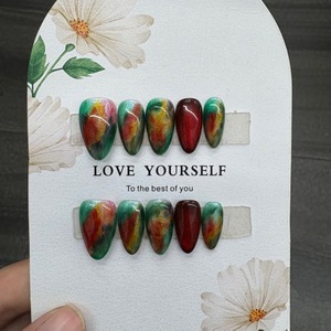 Uñas Postizas Hechas a Mano, Paquete de Acrílico Personalizado, Uñas Acrílicas con Diseño Personalizado, Uñas Postizas Navideñas - Product Image 3