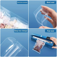 Pochette à fermeture éclair transparente sac à fermeture éclair pochette debout sac en plastique d'emballage alimentaire pour thé bonbons noix sac
