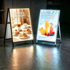 Caja de luz publicitaria LED retroiluminada de doble cara, delgada, de pie, para publicidad de alimentos - Product Image 1