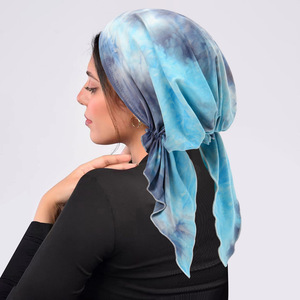 Venta al por mayor nuevo sombrero de cinta simple arco flor tela dos colas Tie-Dye gorra de <span class=keywords><strong>quimioterapia</strong></span> <span class=keywords><strong>verano</strong></span> lona Material de poliéster - Product Image 4