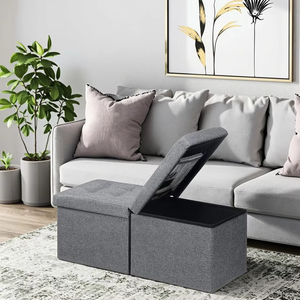 Canapé moderne de salon, <span class=keywords><strong>tabouret</strong></span> pouf en cuir noir personnalisé, siège rembourré rembourré avec rangement pliable pour chambre <span class=keywords><strong>à</strong></span> coucher, fabriqué en usine - Product Image 3