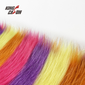 Kingcason China Factory 100% poliéster colorido Arco Iris rayas Pelo Largo perro piel sintética tela para damas ropa abrigo chaqueta Juguetes - Product Image 6