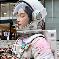 Statue de buste d'astronaute féminine en fibre de verre, grand format, émergeant du sol, pour installation en centre commercial, idéale pour la photographie
