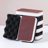 Sable de diamant petite éponge ondulée à coins arrondis avec conception à trois couches pour le nettoyage double face des ustensiles de cuisine vaisselle