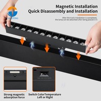 Sistem Rel Lampu LED Magnetik Tersembunyi DC48V dengan Sakelar CCT yang Dapat Disesuaikan dan Diredupkan, Kontrol Lampu Pintar Tuya WiFi 2.4G