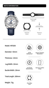 NAVIFORCE 9269 Nuevo Reloj de Pulsera de Cuarzo de Cuero para Hombre, Reloj Deportivo Casual Masculino, Montre Hombre, Relogio - Product Image 6