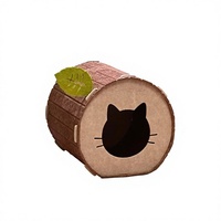 Lit pour chat en forme de souche d'arbre en feutre, maison pour chat semi-fermée, universelle quatre saisons, respirante, chaude, griffoir intégré, espace de couchage