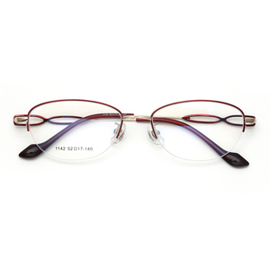 Ôn Châu Bán Buôn Full Rim Tím Kim Loại Kính Khung Đối Với Phụ Nữ Mẫu Khung Quang Học Ý Thiết Kế - Product Image 5
