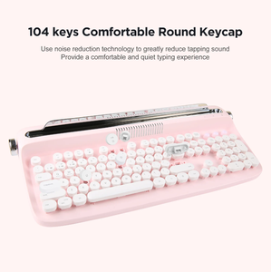 Yunzii Actto B503 Không Dây Bluetooth Bàn Phím Retro Máy Đánh Chữ Phong Cách Bé Màu Hồng 104 Phím Bàn Phím Với Đứng Cho Máy Tính Xách Tay Máy Tính Bảng PC - Product Image 5