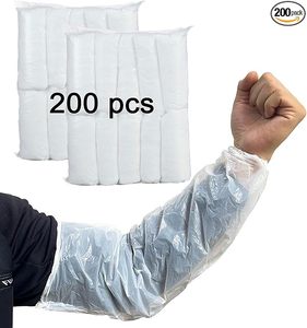 Manchons jetables blancs, 200 pièces, en plastique imperméable, pour la protection quotidienne au travail - Product Image 6