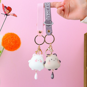 Nuovi simpatici oggetti decorativi doppi, trendy e creativi, portachiavi dorato a forma di cartone animato, ciondolo per borsa, vendita all'ingrosso. - Product Image 2
