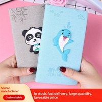 Lindo Juego de Cuadernos Escolares para Niños, Regalo con Bolígrafo para Estudiantes, Diseño Exquisito de Panda/Delfín, 100 Hojas, Bloc de Notas Personalizable (A7)