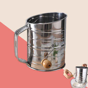 רוטרי יד Crank קמח מכונת נפוי נירוסטה 3 כוס קמח מכונת נפוי רשת בסדר מסננת אפיית כלים - Product Image 4