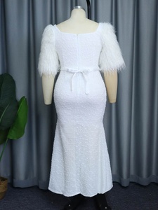 Robes <span class=keywords><strong>de</strong></span> soirée pour femmes, col carré, plumes, trompette, mariage, anniversaire - Product Image 2